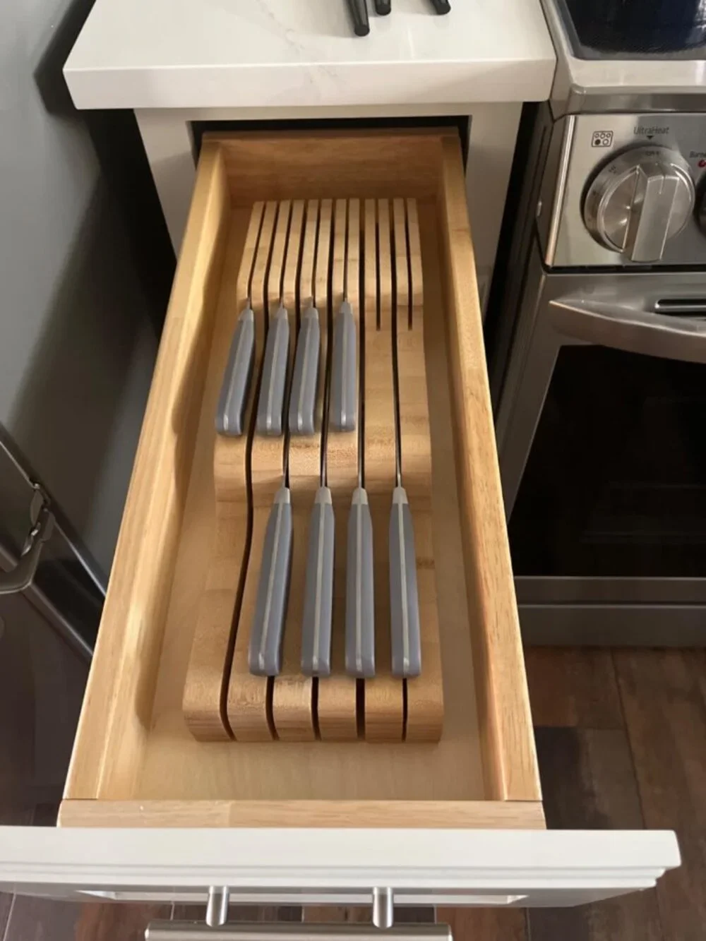 Bambusi Bamboo In-Drawer Knife Block Organizer
